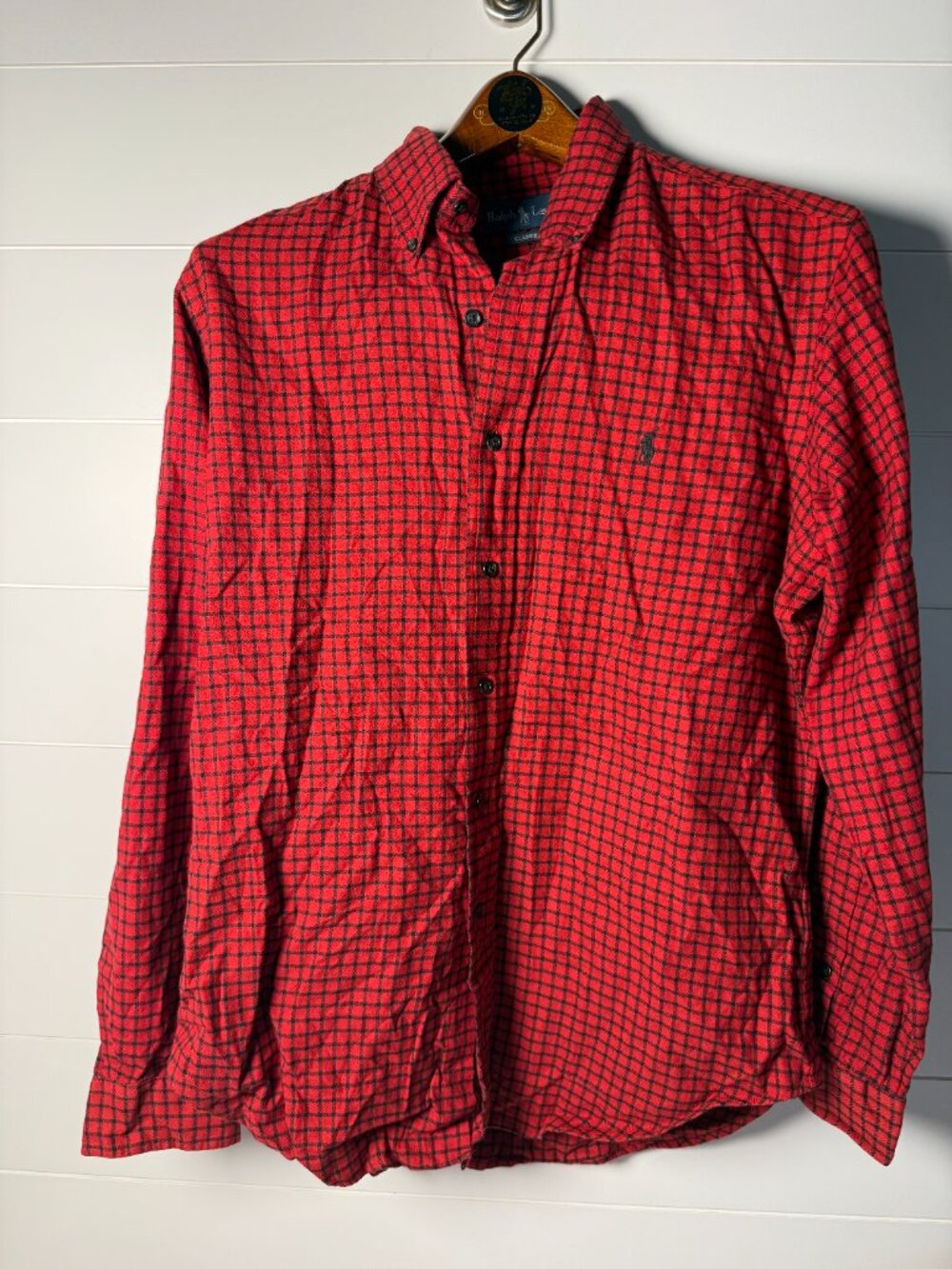 Ralph Lauren Classic Fit Red & Black Check/Plaid Button Down Sz M - Picture 4 of 9